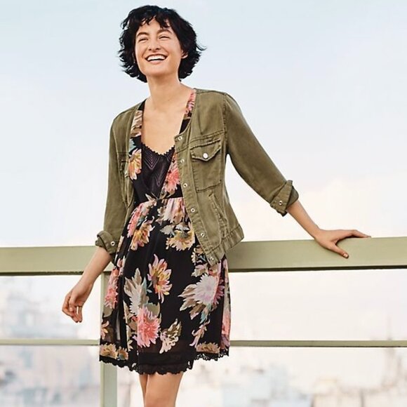 Anthropologie Maeve Black Floral Violetta Dress Size Medium Boho Bohemian - Picture 10 of 10